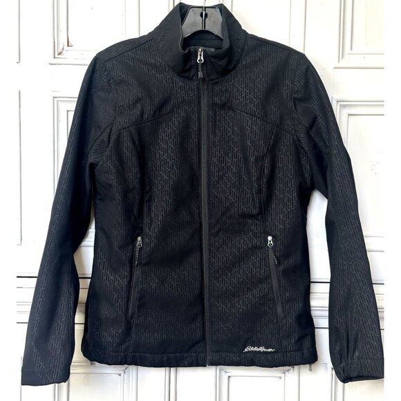 Eddie Bauer W's Size M Black Fleece Lined Softshell Full Zip Jacket Zip Pockets - Picture 4 of 16